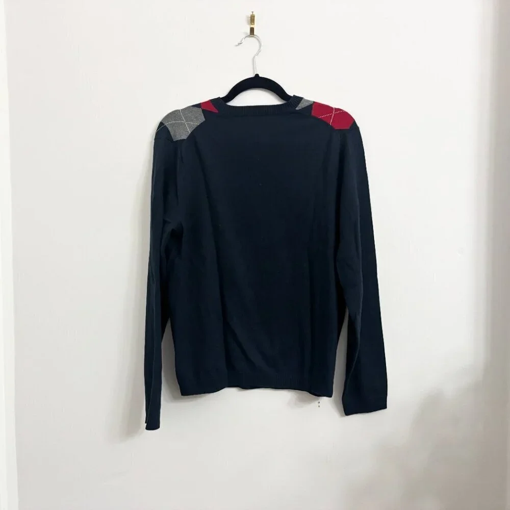 EUC Banana Republic Cashmere & Cottom V Neck Argyle Long Sleeve Sweater - Small
